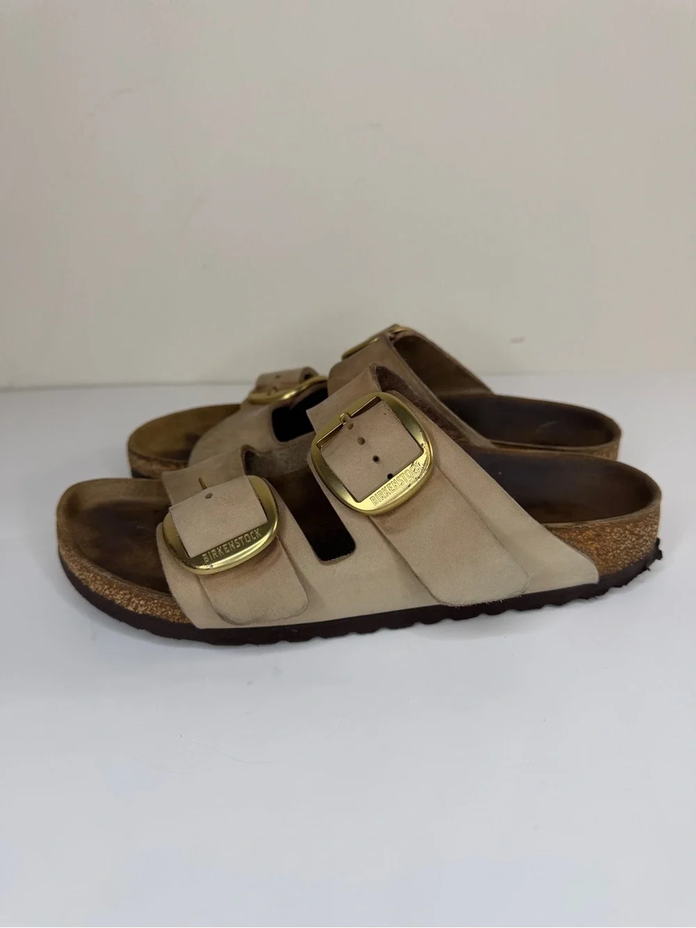 Birkenstock Sandals Slides Women Size 38 US 7 Double Strap Tan Buckle Germany - Picture 3 of 16